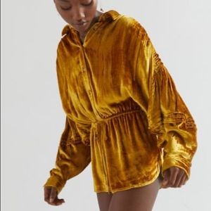 Urban Outfitters New Moon Marigold Velvet Romper